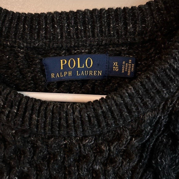 Polo Ralph Lauren 100% Cotton Men’s Cable Knit Dark Gray Sweater - Picture 3 of 5